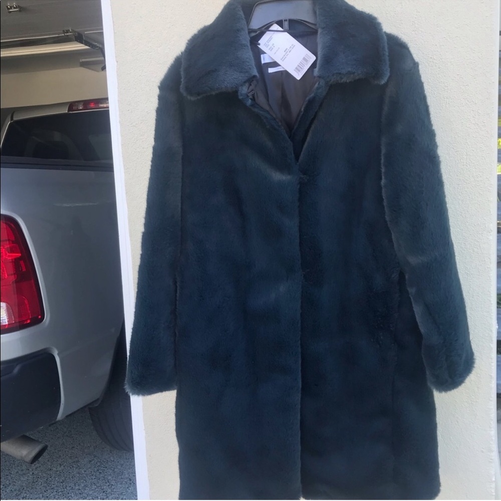 NWT MNG Mango Faux Fur 🖤  Royal Turquoise Coat XS - Picture 11 of 11